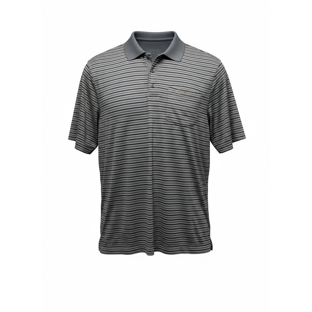 Greg Norman Mens Gray Striped Short Sleeve Polo Shirt with Pocket Size L